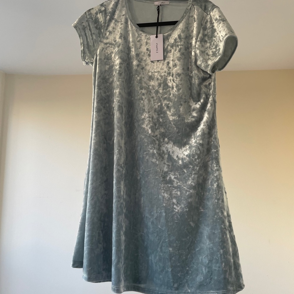 Light blue crushed velvet dress